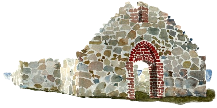 Akvarel af Salomons Kapel på Bornholm